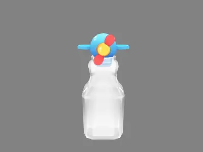 Cartoon drink - plane glass bottle - cork Low-poly 3D model