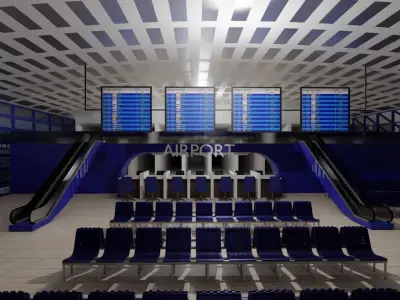 Airport interior Low-poly 3D model