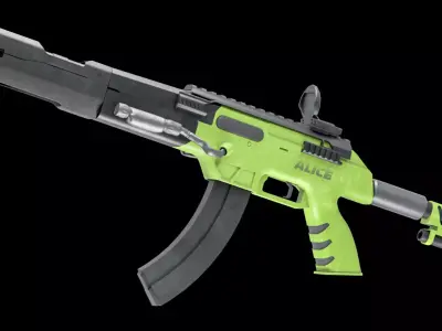 Futuristic AK Style Rifle Game Ready Gun Asset  Low-poly 3D model