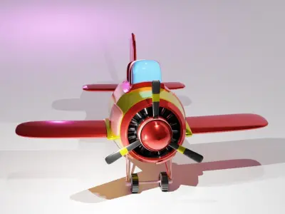 Cartoon stylized airplane Low-poly 3D model Low-poly 3D model