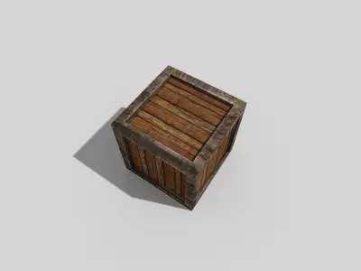 low poly wooden box Low-poly 3D model