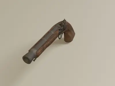 Pirate flintlock gun Low-poly 3D model