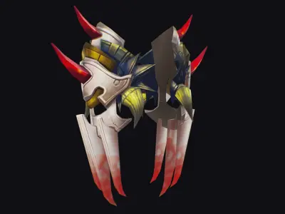 Claw Hand Medieval Claws Glove Blade Cutting Edged Wedge Low-poly 3D model