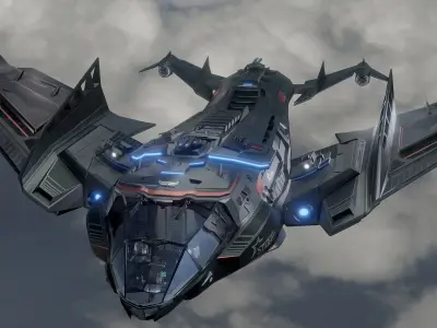 Star Fighter - Rigged-High Resolution Textured - include inside Low-poly 3D model