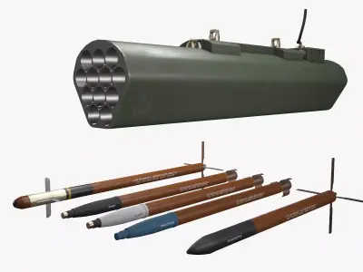 Rocket Launcher FZ231 With Missiles Low-poly 3D model