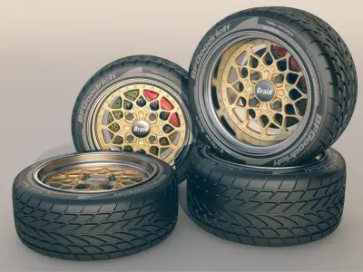 Braid 4RC wheel set - front and rear 3D model