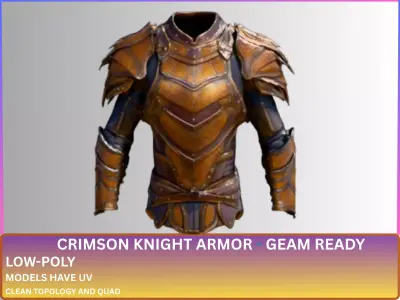 Crimson Knight Armor Low-poly 3D model