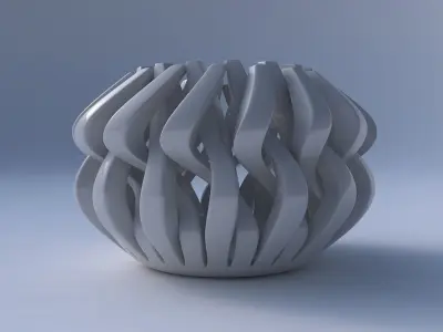 Bowl cylindrical with twisted sharp muscle structures squeezed 2 3D model