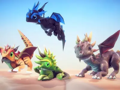 Little Dragons Tiger Low-poly 3D model