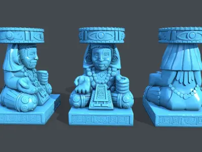 Statue Aztec Huehueteotl God of fire HP 3D print model
