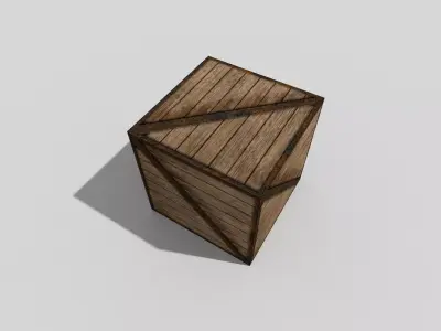 low poly wooden box Low-poly 3D model
