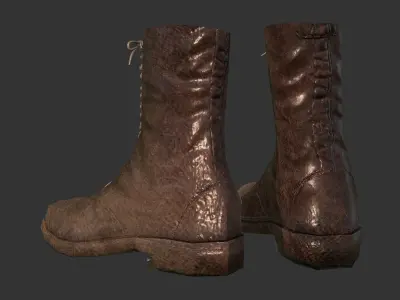 Military Leather Boots WW2 Soldier Gear Game Ready Low-poly 3D model
