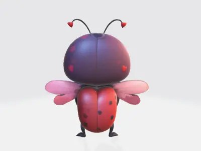 cartoon love bug Low-poly 3D model