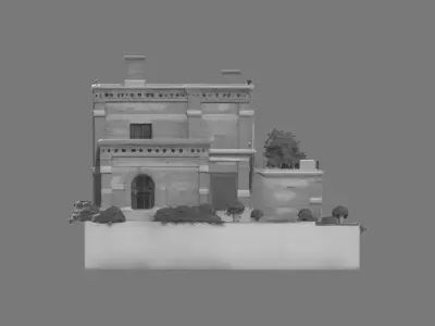 Classical Revival House 3D Model Low-poly 3D model