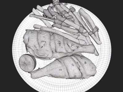 Fried Fish 3D model