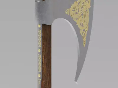 Medieval celtic battleaxe 3D model