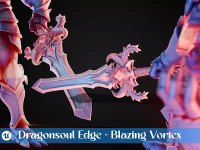 Stylized Sword - Dragonsoul Edge Blazing Vortex - Game Ready 3D model