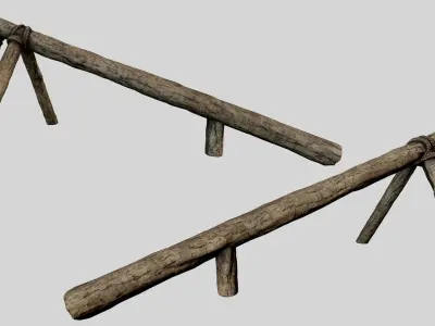 Log Ramp Defense PBR Low-poly 3D model