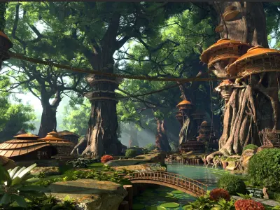 A Village In The Trees 3D model