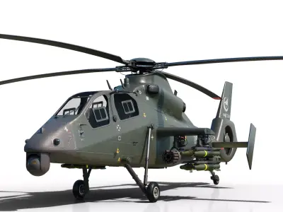 PBR 4 coatings Chinese WZ-19 gunship Z-19 Attack Helicopter Low-poly 3D model