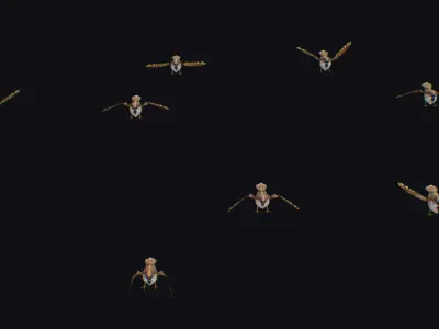 Realistic Sparrow Flock Animated Bird Swarm Shoal Birds Low-poly 3D model