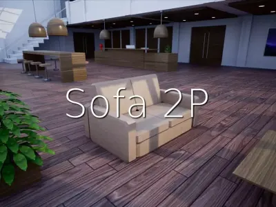 Sofa 2p SHC Quick OfficeLM Low-poly 3D model