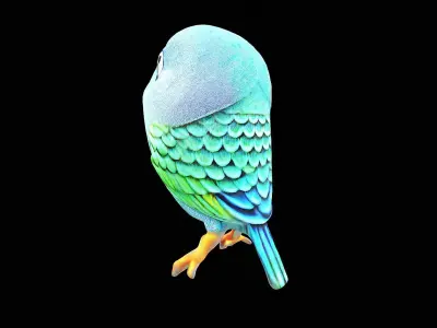 cute little parakeet bird 3D model