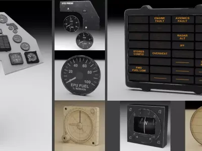 F16 Right Auxiliary Console 3D Model Collection