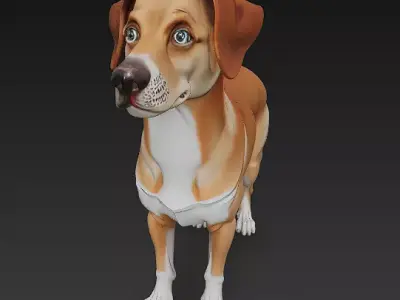 Dog Realistic 3D Model - Low Poly Realistic  Low-poly 3D model