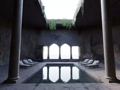 Rock Pool Game Ready Low-poly 3D model