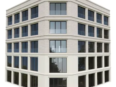 Building 1 modern office Low-poly 3D model