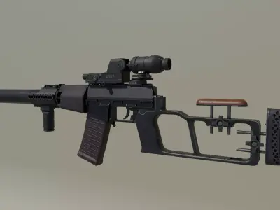 VSS Vintorez Suppresed Tactical Sniper Rifle Low-poly 3D model