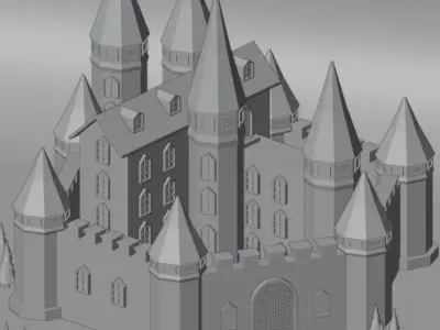 Low Poly Fantasy Castle Low-poly 3D model