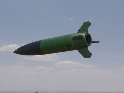 Missile 3D model flying in sky Low-poly 3D model
