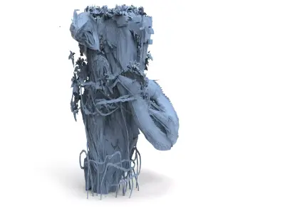 Floating Asian forest mountain 3D model