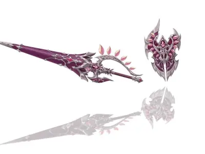 Royal Guard Spear and Shield Low-poly 3D model