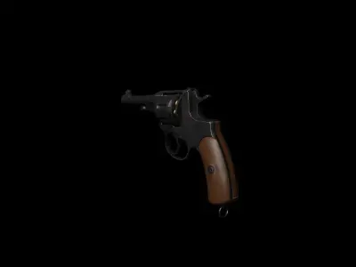 Nagant M1895 Revolver Low-poly 3D model
