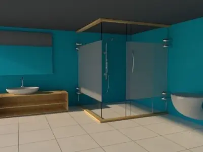 Bathroom with walls Free 3D model
