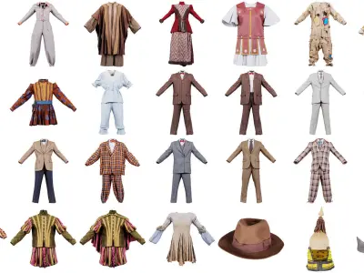 280 Cosplay Fantasy Military Historic Clothing Superbundle 3D Model Collection