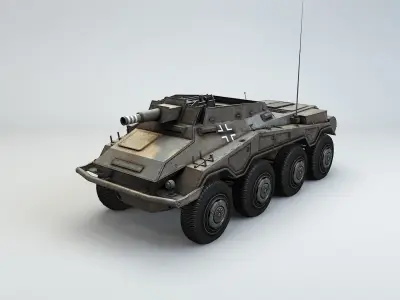 Low Poly SdKfz 234 3 Stummel Armored Car Low-poly 3D model
