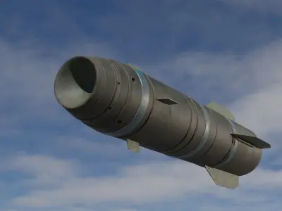 Rocket missile flying in sky Low-poly 3D model