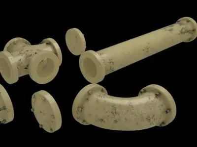 Industrial Pipes Low-poly 3D model