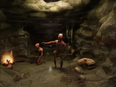 Alien Creature Gallery SciFi Interior Low-poly 3D model