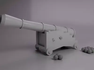 Military cannon Vintage Free low-poly 3D model
