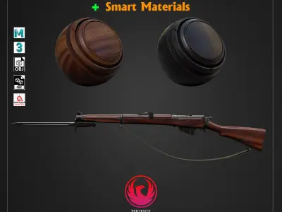 12 Military Weapons Materials Low-poly 3D model