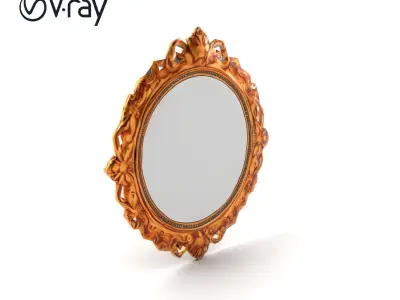 Ornate Antique Gold Mirror Floral Frame model pack Low-poly 3D model