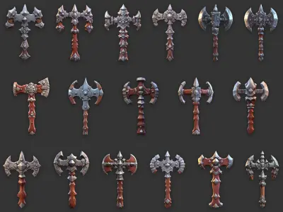 51 Fantasy Battle Axe Game Asset Texture