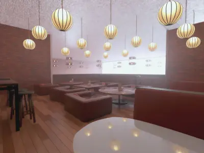 Low poly Cafe Restaurant Furniture Pack Free low-poly 3D model
