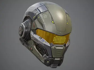 Sci Fi Helmet p03 Low-poly 3D model