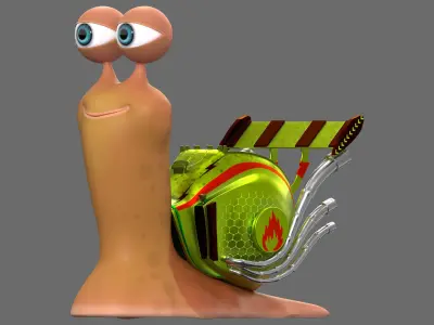 Cartoon Snail racing Turbo car 3D Low-poly 3D model